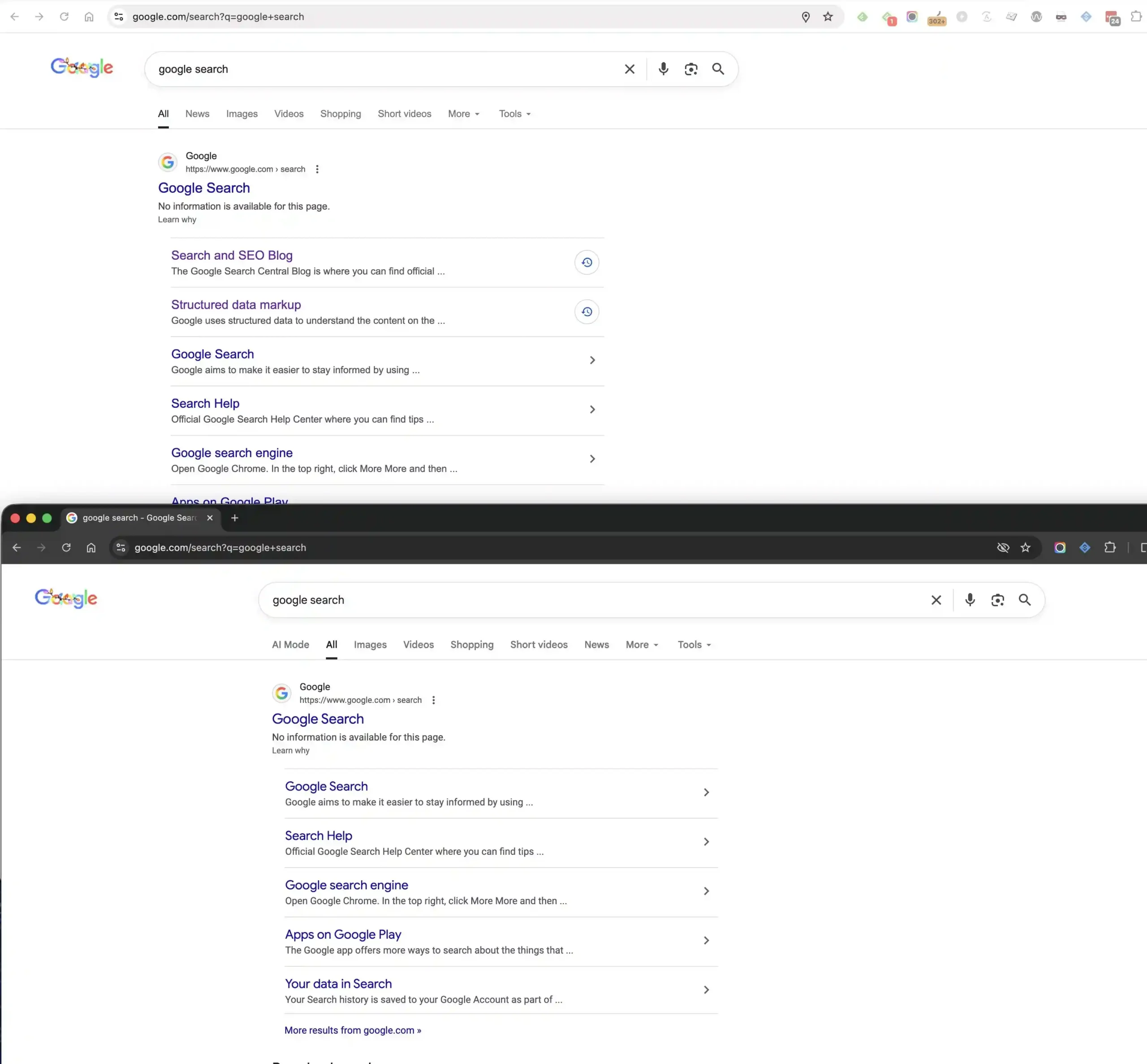 Tampilan google search results di layar tengah ideax digital jasa seo agency indonesia