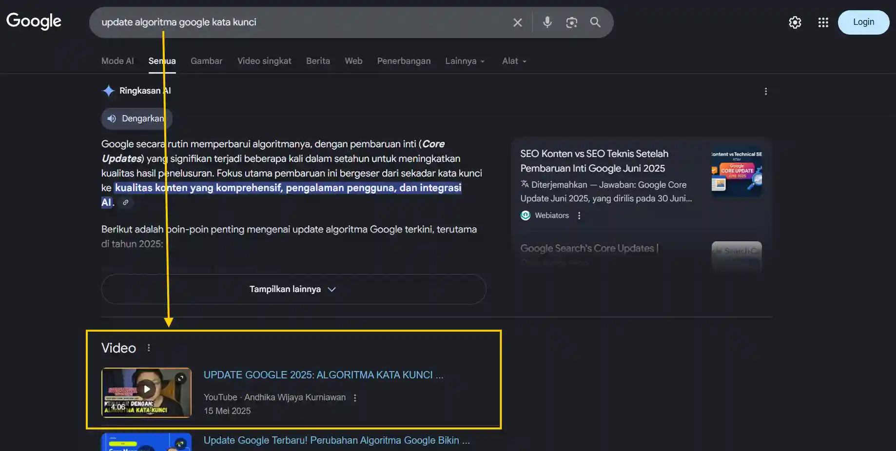 Contoh optimasi seo youtube pada pencarian google ideax digital jasa seo agency indonesia