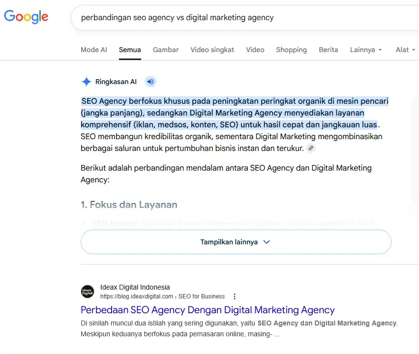 Ai review perbandingan seo agency digital marketing agency